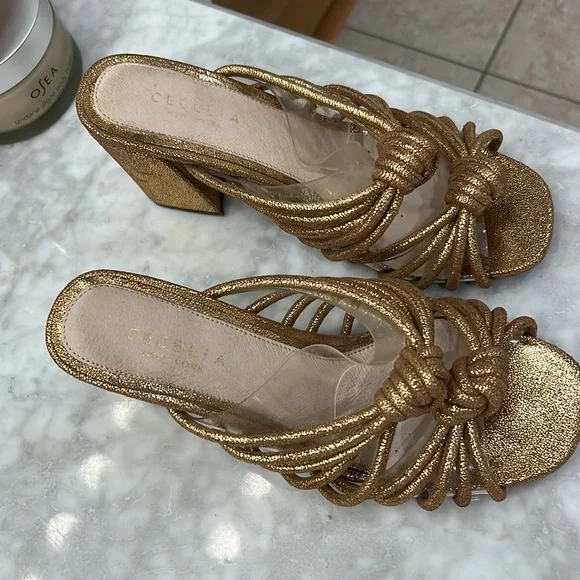 Cecelia New York Chunky Gold Sandal Mules - Picture 4 of 15